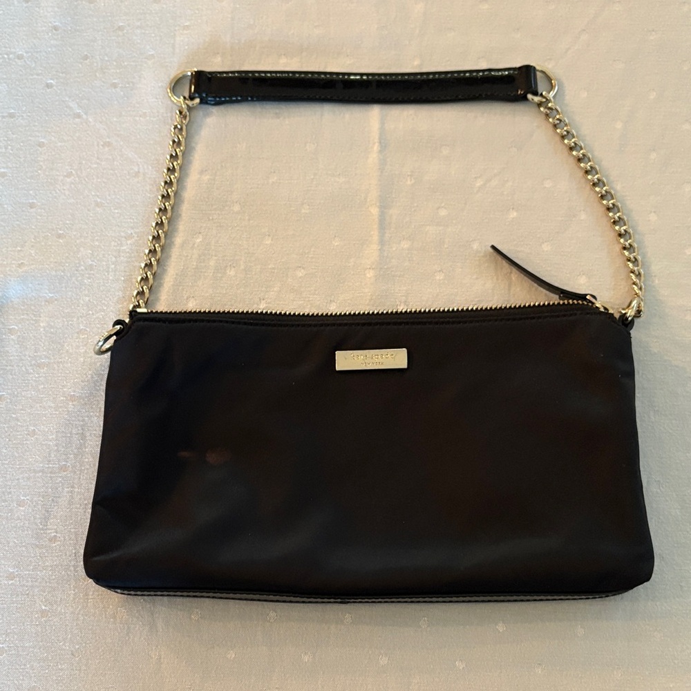 Kate Spade Black Clutch with Gold Chain